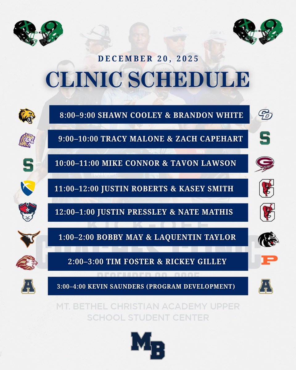 We’ve got an incredible lineup of elite football coaches from top-tier programs, and we couldn’t be more excited for this clinic! Join us on December 20 from 8 AM to 4 PM. The event is completely FREE—register at the link below:
docs.google.com/forms/d/1IradI… docs.google.com/forms/d/1IradI…