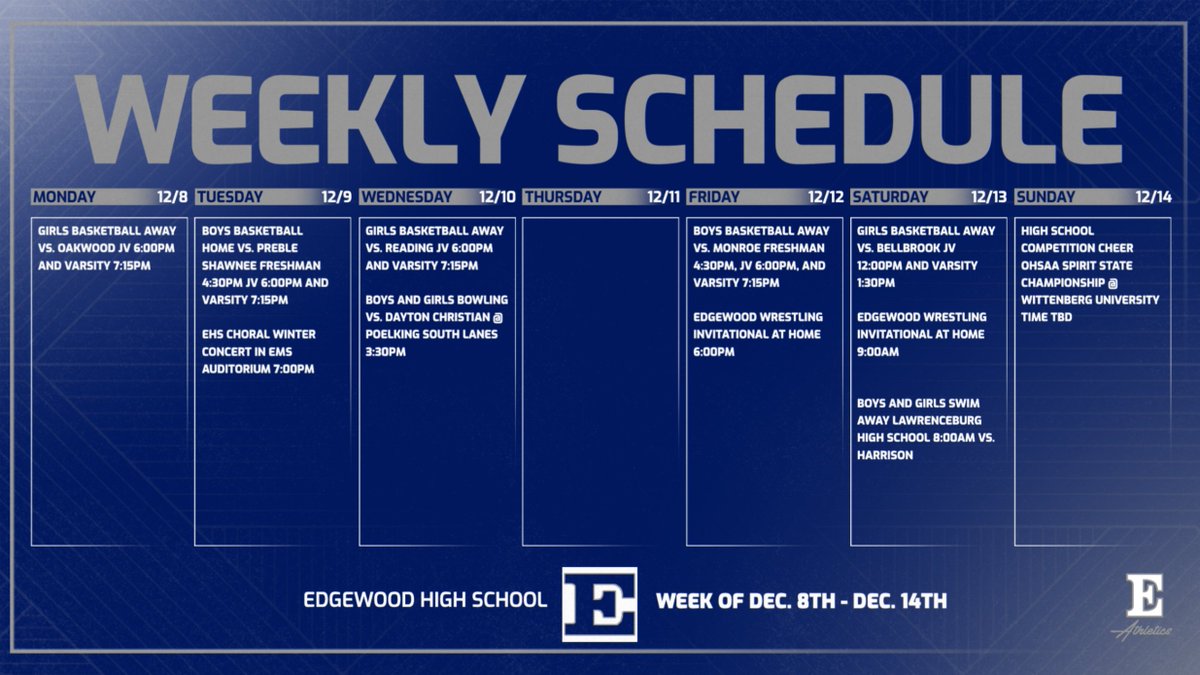 Edgewood Weekly Extracurricular Events