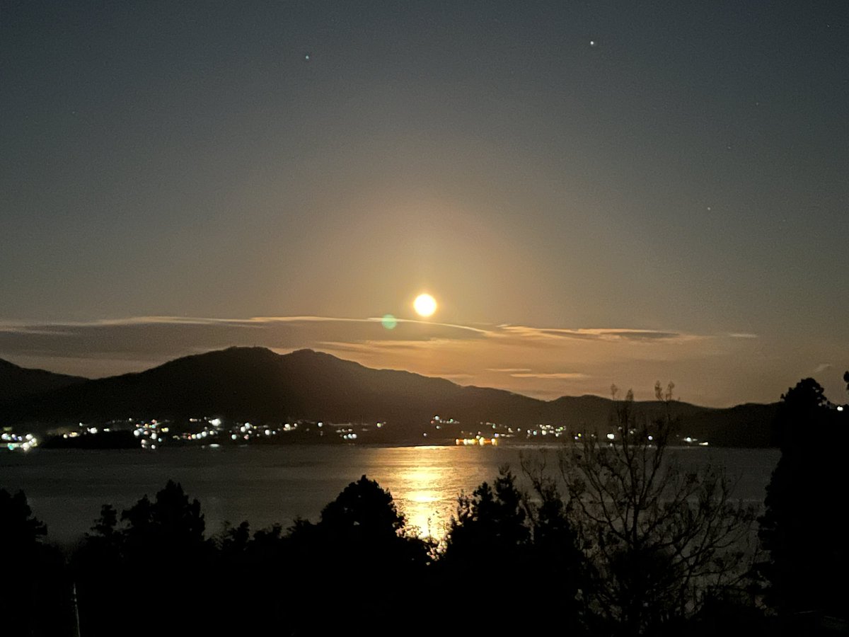 宿の敷地から見えた月がとても素敵だったのでパシャリ📷
金波は月光が水面に映り、金色に輝く波の様子です
#陸前高田　#岩手　#金波