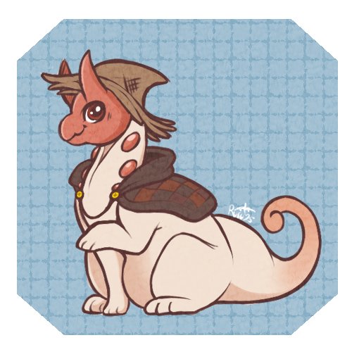 Runaelith's tweet photo. Lil Berri (grub dragon obsessed with forsging anything edible useful from the land).

One of my other sonas, art by me https://t.co/uRuJ0xb66d