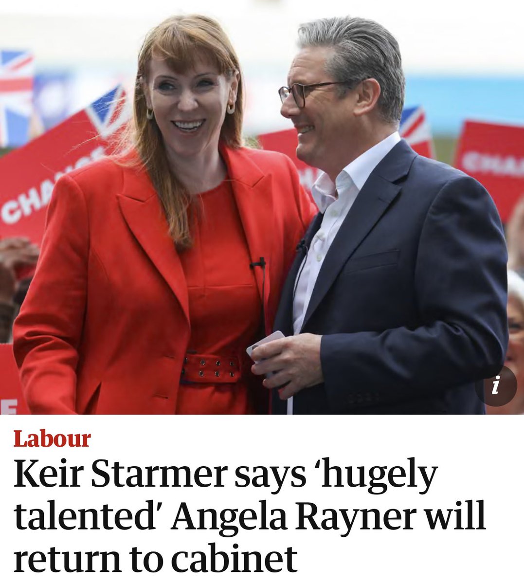 So when Angela Rayner returns to the Labour government, will she return the £17,000 of taxpayers’ money she received in severance pay when she left the Labour government just two months ago?