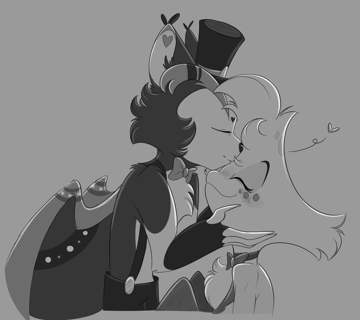 dusk_light_'s tweet image. Thank you so much for all the love on this!! 

Here’s a quick, more wholesome doodle to make up for the heartbreak🩷🖤❤️

#huskerdust