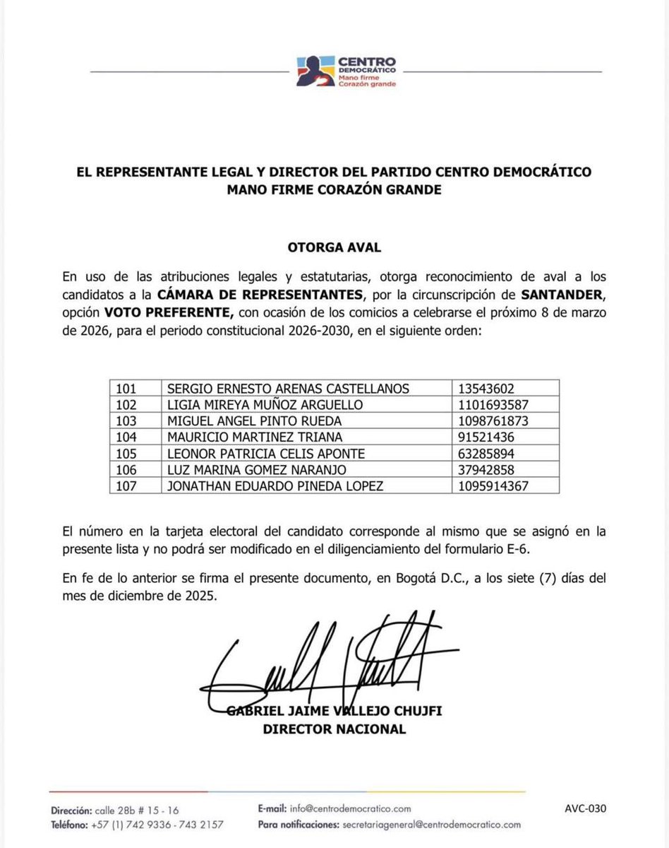 Fue mi intención acompañarlos en este proceso, pero desafortunadamente creo que el <a href="/CeDemocratico/">Centro Democrático</a> habría podido ser más solidario con un fundador y militante incondicional del partido como lo he sido yo, por eso, he decidió apartarme del proceso. Éxitos a los que harán parte de