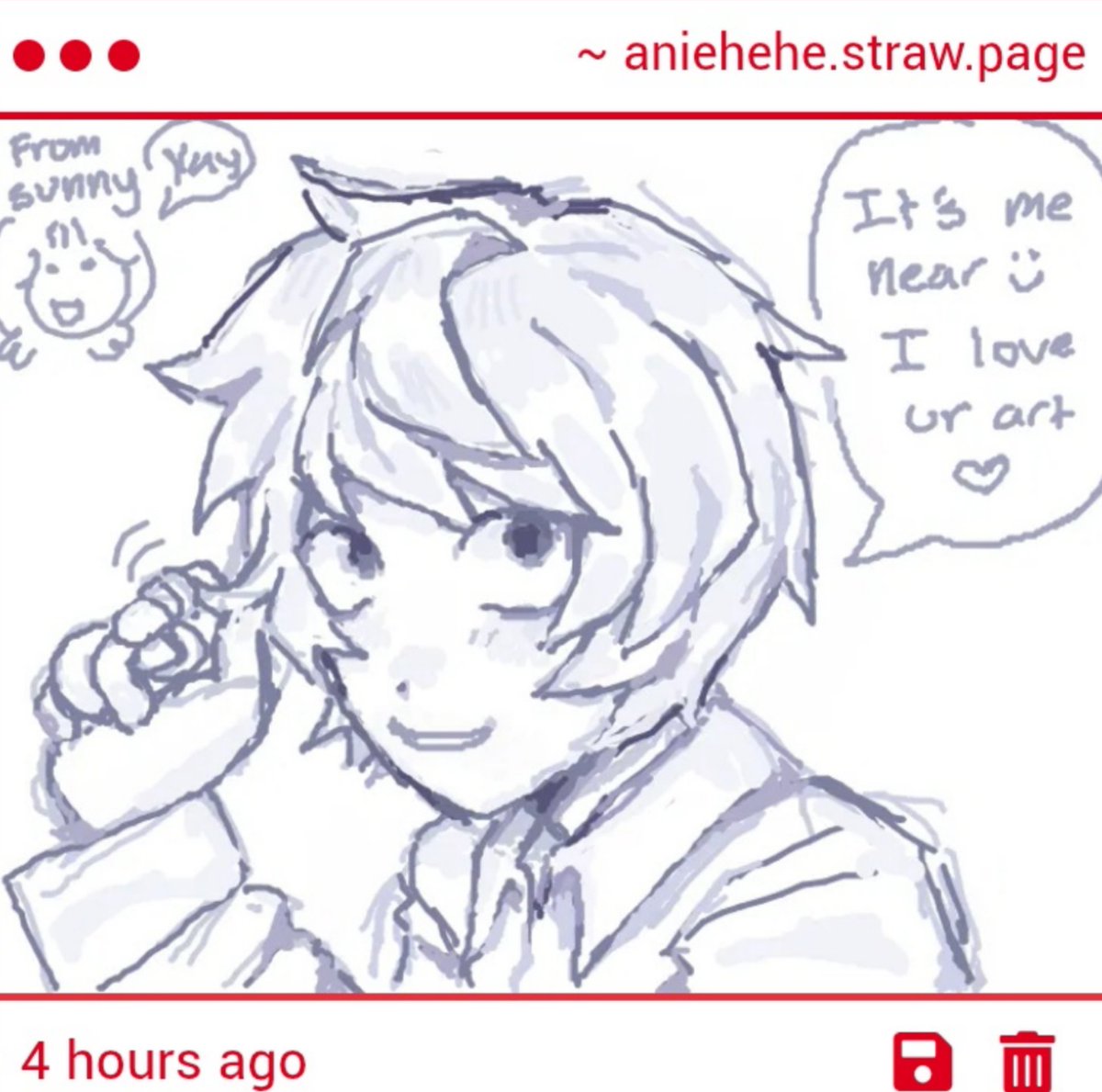 oh my god this is so cute 🥹🥹 thank you.. its rlly a talent to be able to draw on the strawpage canvas. truly