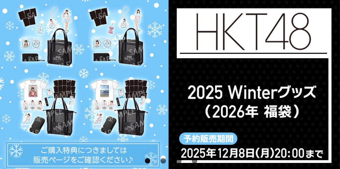 2025 Snowy Winter bag(2026年 福袋)の販売が本日20:00までとなってい
