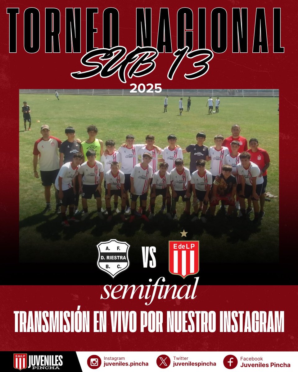 🇦🇹🏆#EDLP SE VIENEN LAS SEMIFINALES DEL TORNEO NACIONAL SUB 13

📍 Tres Arroyos
📆 Semifinales 
🆚 Deportivo Riestra
⌚️ 21:00hs
⚽️ Cat. 2012
📹 <a href="/AntoniooRivas_/">Antonio rivas🎙️</a> 

¡SEGUI EL PARTIDO EN VIVO POR NUESTRO INSTAGRAM!
instagram.com/juveniles.pinc…