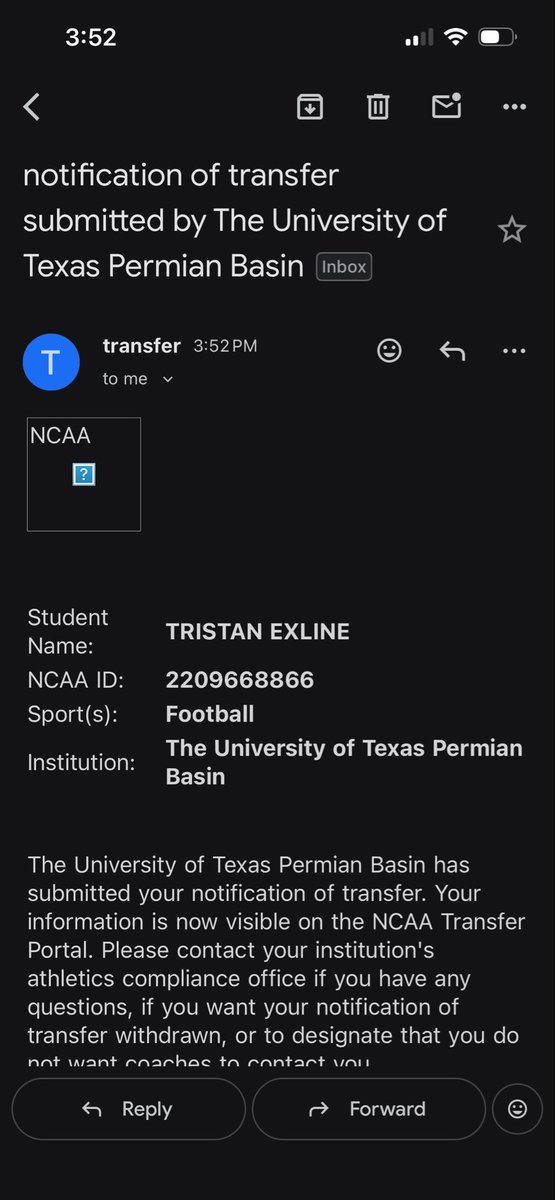 Officially in the Transfer Portal.

Tristan Exline 
6’1 225 LB 
Career Stats: 272 TOT - 39 TFLs - 12 Sacks - 3 INTs - 8 PDs - 4 FF

2x All-American - Lone Star DPOY
Harlon Hill Candidate