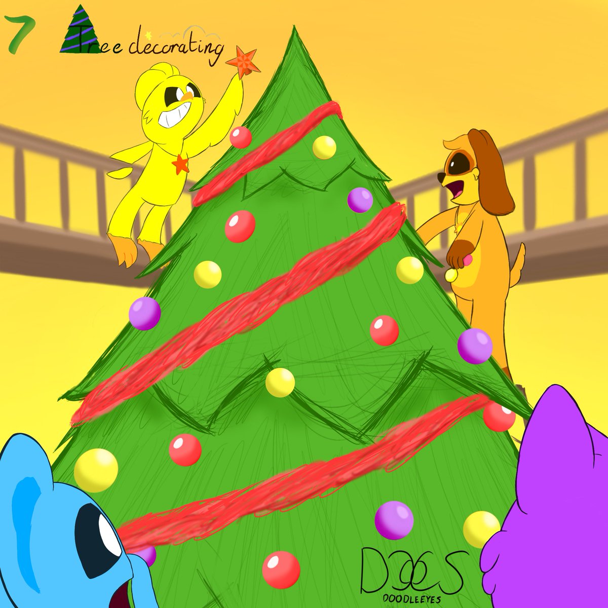 The tree is inside and the critters are giving it the attention it needs! Though one is not taking too carefully, better hope the floor is soft!

#CherryChristmas #SmilingCritters