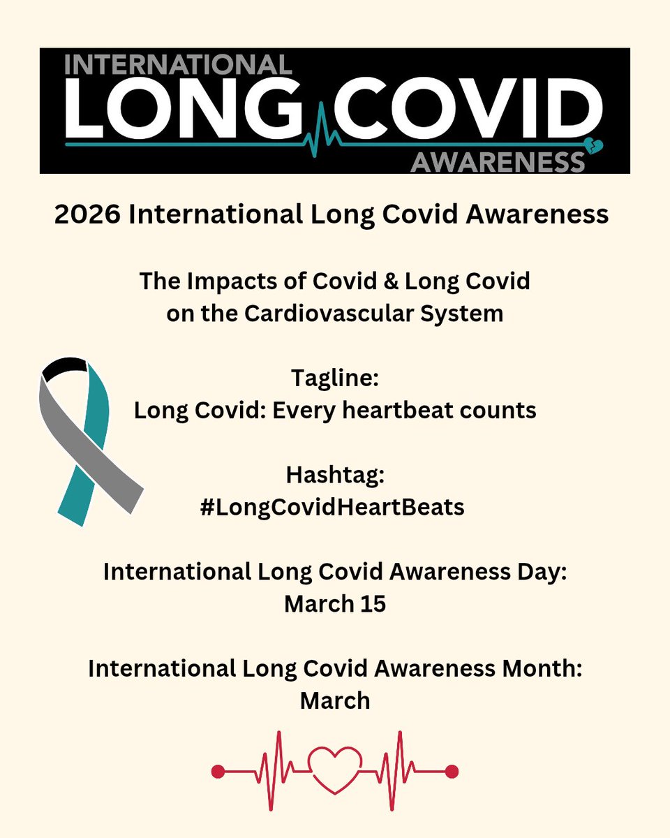 Announcing the 2026 International Long Covid Awareness campaign for this coming year!

The Impacts of Covid &amp; Long Covid on the Cardiovascular System

🧵

#LongCovid
#LongCovidAwarenessDay
#LongCovidAwareness
 #LongCovidKids