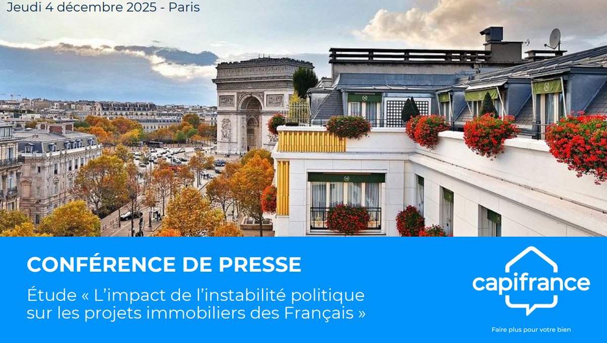 L’étude OpinionWay pour Capifrance met en lumière l’impact direct du contexte politique et économique sur les intentions immobilières des Français 👇
opinion-way.com/fr/publication…

<a href="/CAPIFRANCE/">Capifrance</a> 
#immobilier #conjonctureimmobilière