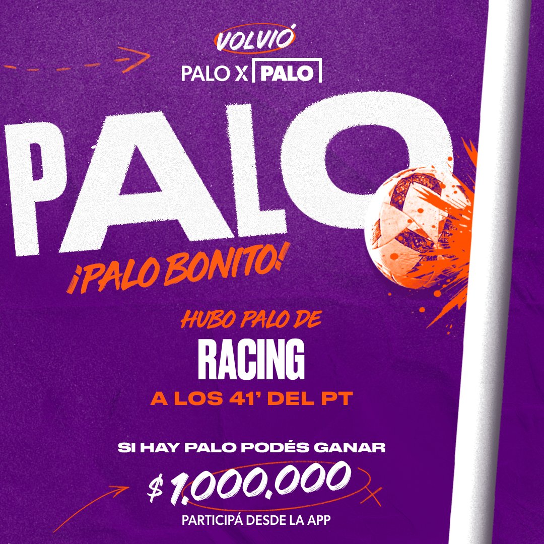 NaranjaX's tweet photo. ¡Palo, palazo de Racing! A los 41' del primer tiempo, la Academia nos regaló la primera alegría de #PALOxPALO en estas semifinales😍💘

📲 Descargá la app y participá: https://t.co/q8jX3c86Bp https://t.co/iUM7VGAksR