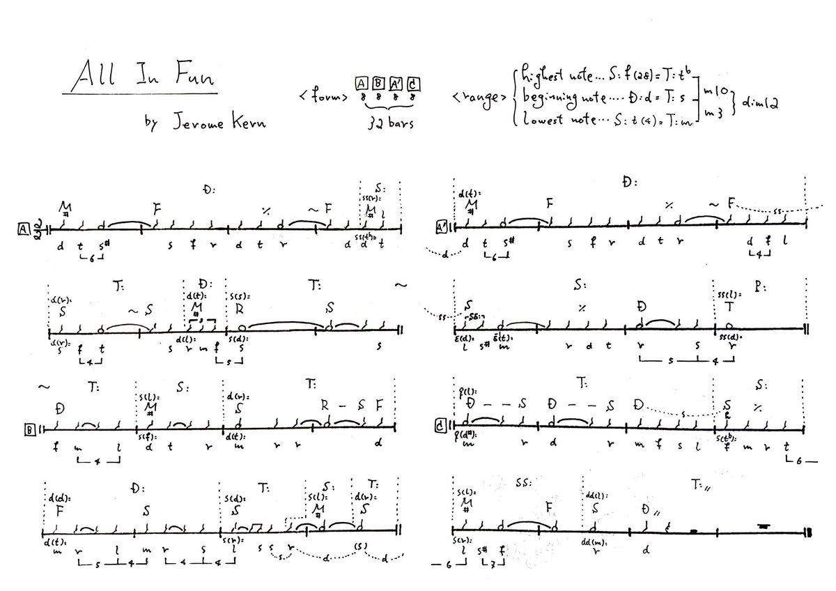 mutaziophilia's tweet image. #IdealLeadSheet of
#AllInFun
by #JeromeKern

#movabledo #solfege #jazzsolfege #solmization #jazzsolmization
#移動ド #階名 #階名唱 #階名唱法 #ソルフェージュ #ジャズソルフェージュ #ソルミゼーション #ムタツィオ #ジャズ理論