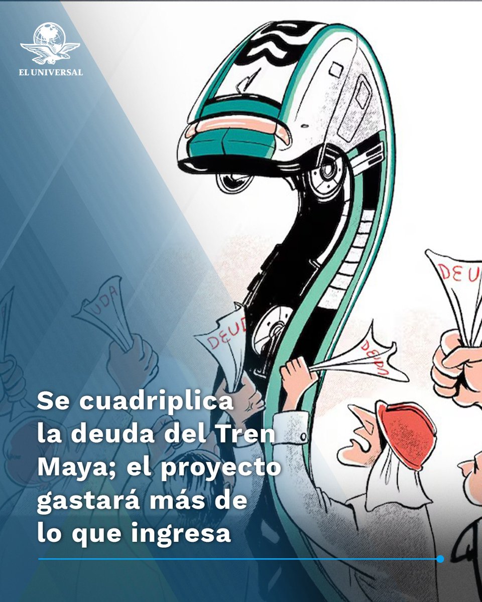 El_Universal_Mx's tweet photo. 🚆 Analistas indican que, al igual que otras compañías como Pemex y CFE, la deuda del Tren Maya se debe a que gasta más de lo que ingresa.
https://t.co/fPKJKRaeKZ https://t.co/WcW1zYhLyn