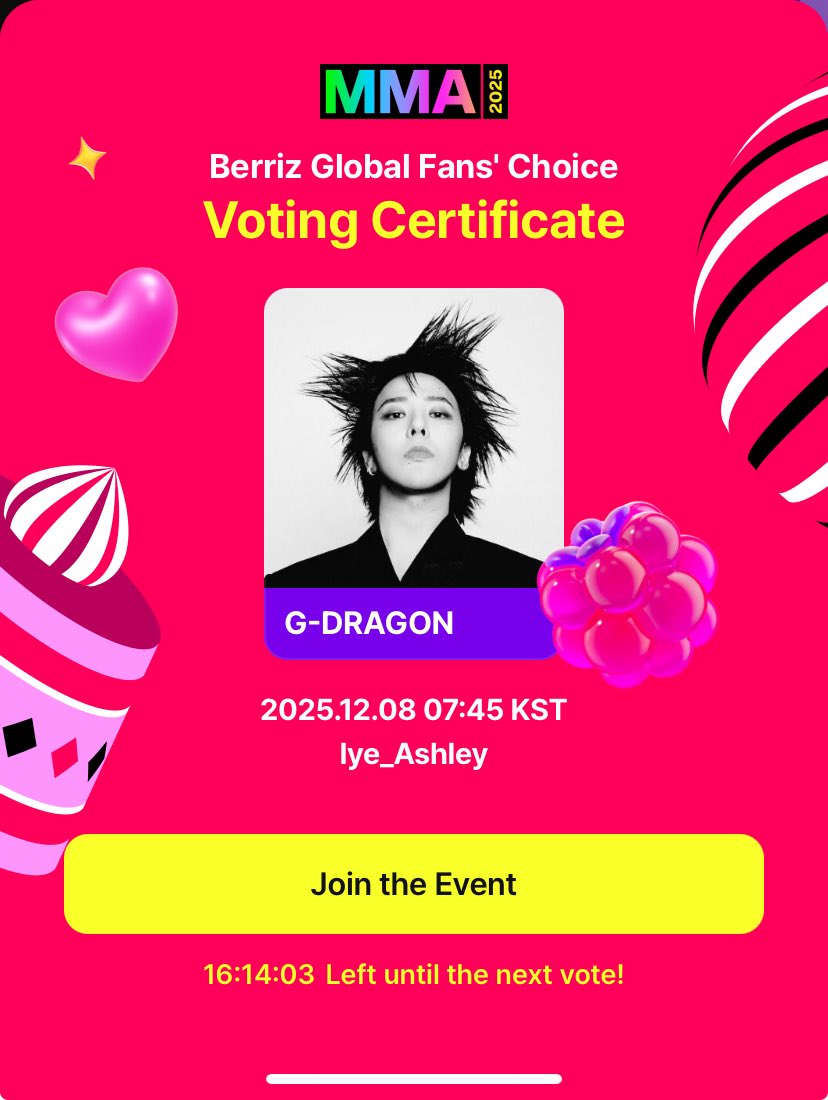 blue1028's tweet photo. I VOTE for #GDRAGON

@berriz_official 
#MMA2025_BerrizVOTE https://t.co/obpNqFncyW