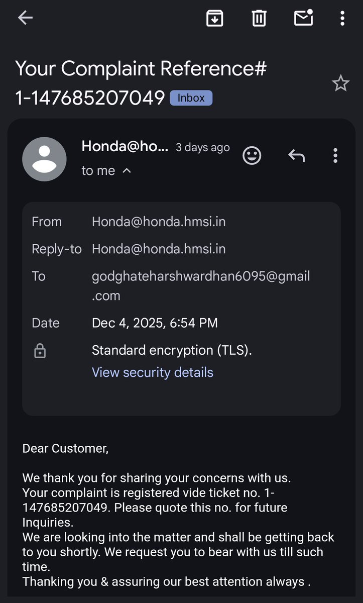 HarshGodghate's tweet photo. @honda2wheelerin आप लोग 5 साल से मुझे परेशान कर रहे हों, शिकायत रजिस्टर करते हो कोई पूछताछ नहीं करते और अचानक एक दिन आप शिकायत बंद कर देते हो आप लोगों का कैसे भरोसा करे कुछ समझ में नहीं आ रहा है l अब @jagograhakjago online शिकायत करने के बाद भी कोई पूछने को तैयार नहीं है l https://t.co/azUApijgls