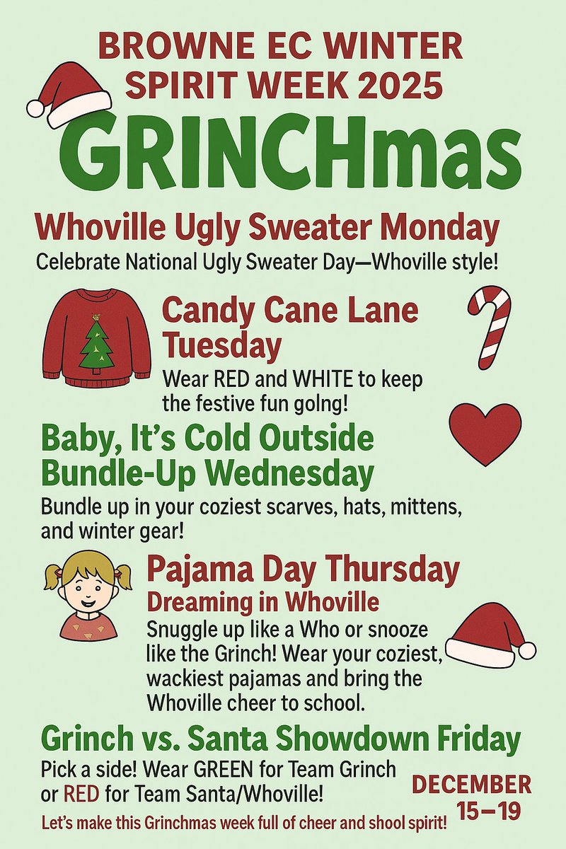 Browne_ec's tweet photo. Browne EC Winter Spirit Week 2025 is on the way and we have so much fun in store!!

@browne_ec
 #browneonthemove #brownekidsmatter @dcpublicschools https://t.co/YEgdGc3N4f