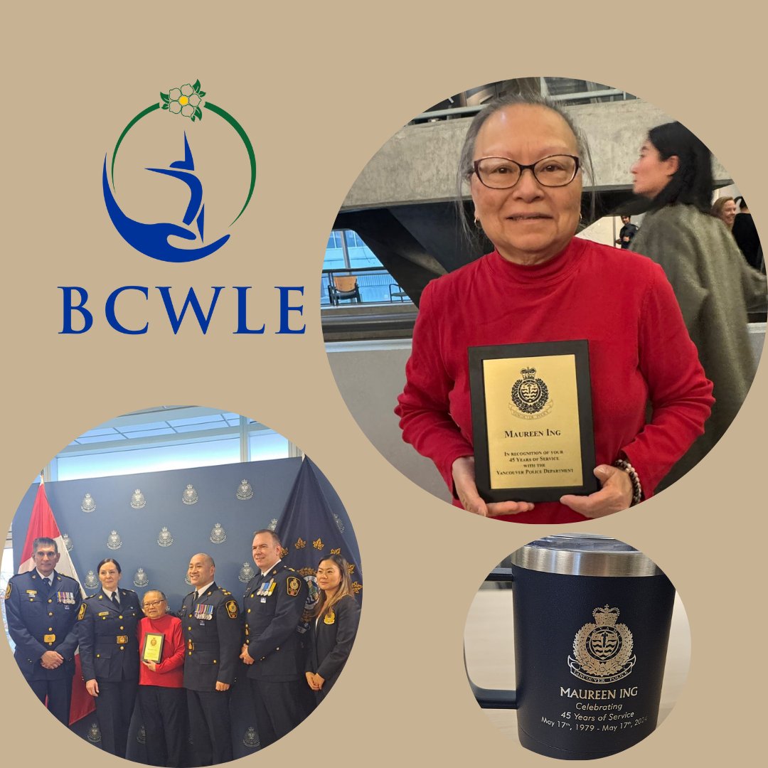 46 years of service. Our member, Maureen Ing, is a #trailblazer! She's worked in 6 different areas of <a href="/VancouverPD/">Vancouver Police</a> over her career. She's a founding member of #BCWLE, and a Life Associate member of <a href="/IAWPInfo/">IAWP</a>, attending &amp; assisting at numerous conferences around the world.🏅