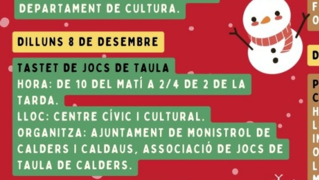 Dilluns 8 de desembre durant tot el matí podràs tastar un seguit de jocs de taula al Centre Cívic amb <a href="/caldaus/">Caldaus #Caldersjuga25</a>