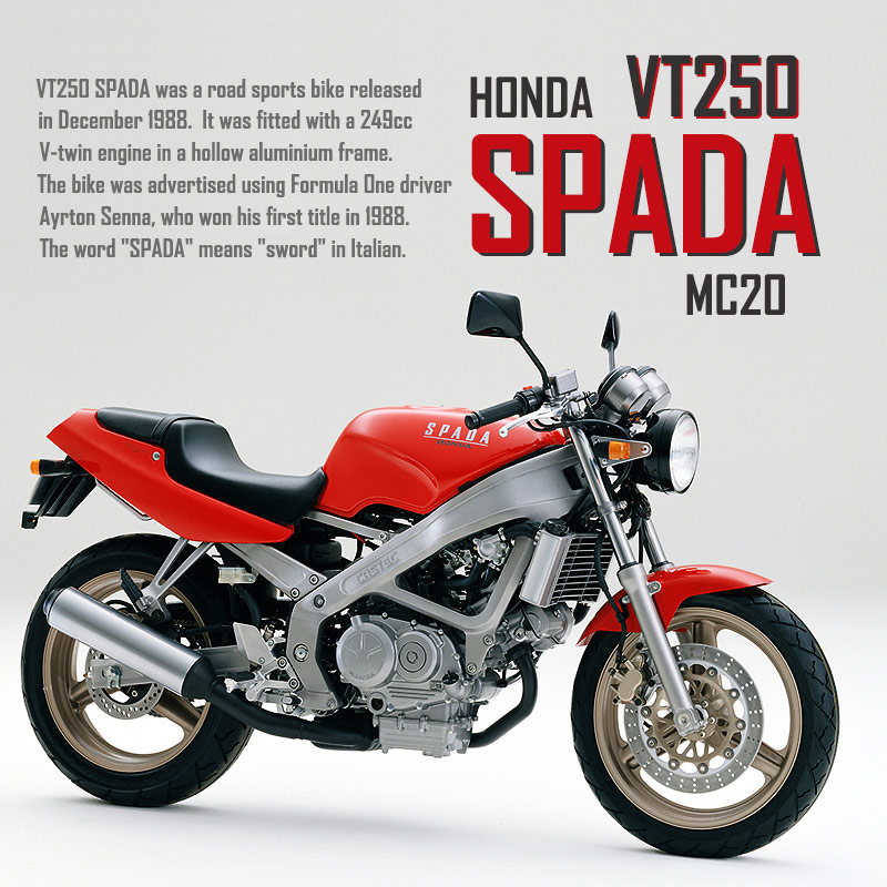 VT250 スパーダ 実働 自賠責R10年8月まで SPADAはスチールパイプより3kgも軽い高度なアルミ中空フレームで