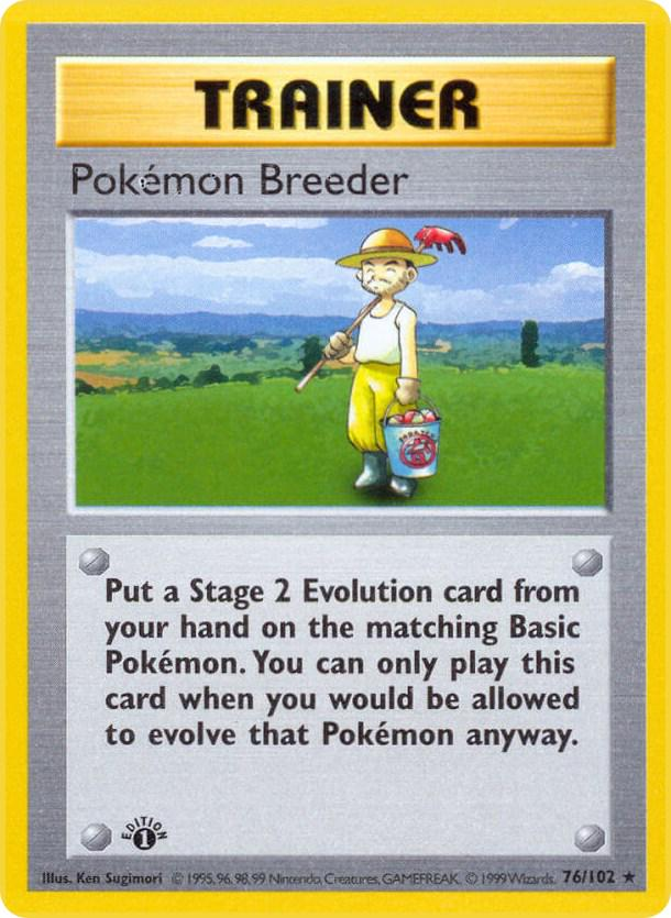 PokeTCGCharting's tweet photo. Pokémon Breeder from Base Set 1st Edition #76 

Raw ~$32  
PSA 10 ~$355  

Est. ROI: 995%!  

Vintage sleeper; steady pop growth, iconic trainer. Nostalgia gold!   
#PokemonInvest #VintageTCG https://t.co/OGHXLIJ44O