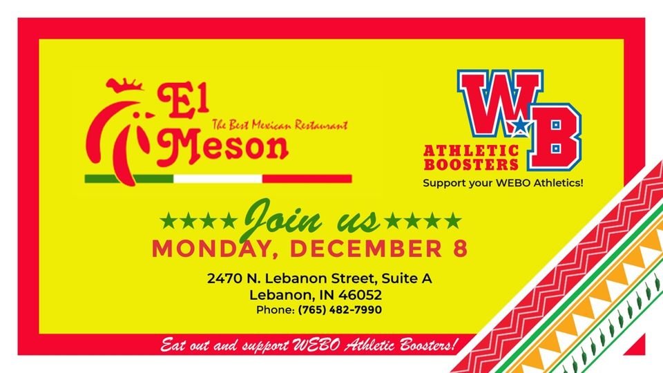 Fundraiser Monday! Visit El Meson tomorrow night 12/8 for the Athletic Boosters fundraiser. Whether you work concession, take tickets, or visit El Meson, your support is appreciated! Go Stars!
