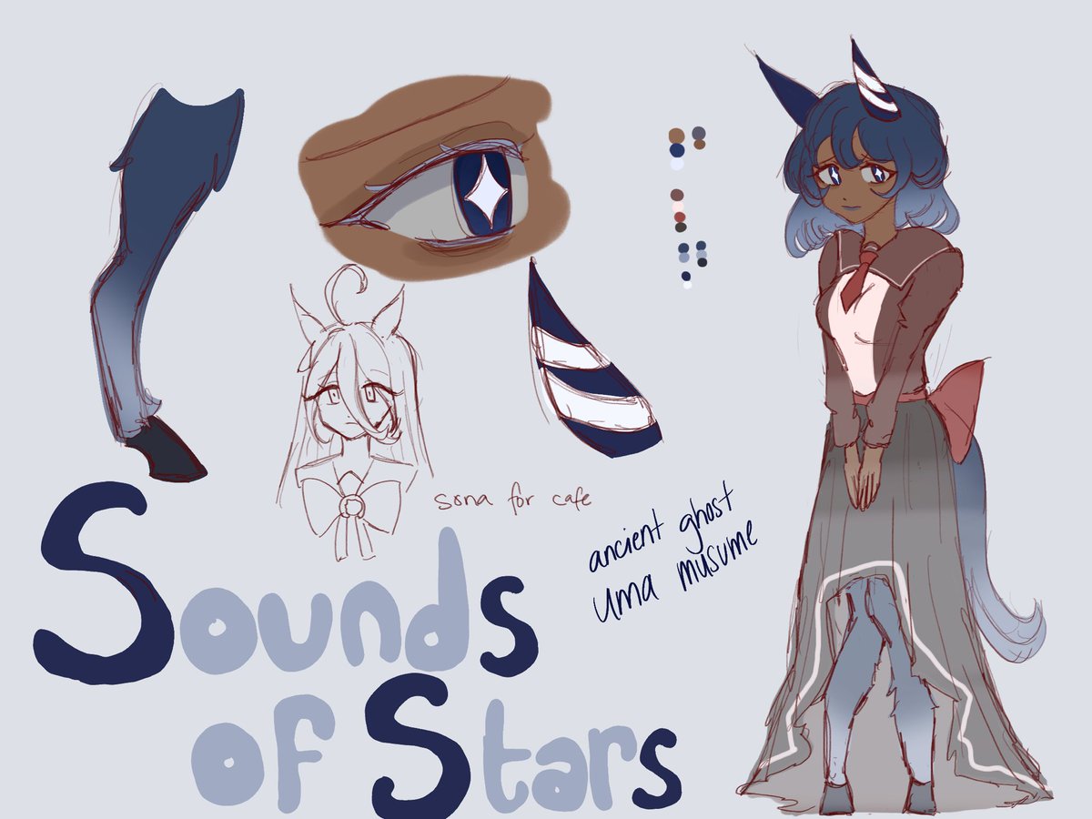 polyjamd's tweet photo. idk if anyone gives a damn but heres my umasona for cafe specifically ^_^
her name is sounds of stars! and she's a REALLY fucking old ghost uma who haunts tracen, aka the very old uniform. uhh and her legs are also because she's old as Fuck!!! yeah
#starcafe idk yay https://t.co/8ilTVeEY8I