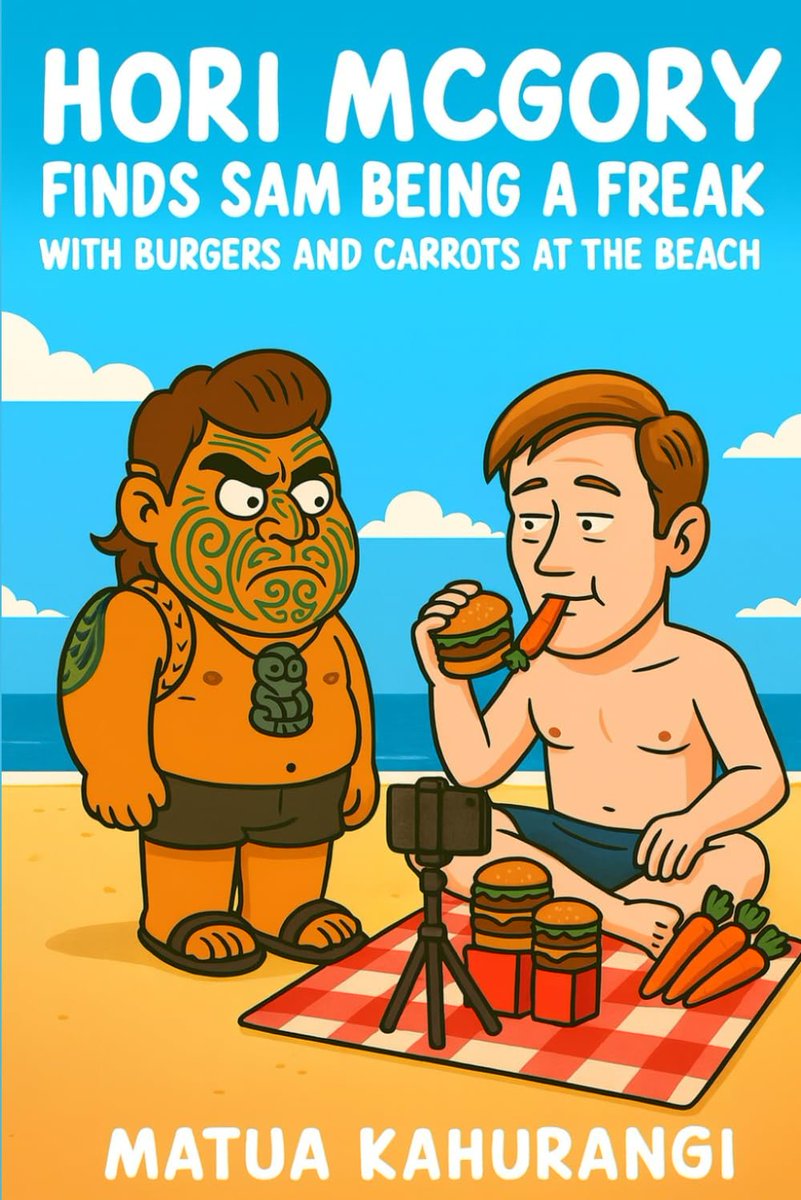MatuaKahurangi's tweet photo. NZ publishers are legally required to deposit their books with the National Librarian. So today I sent two copies each of Hori McGory Eats a Moriori and Hori McGory Finds Sam Being a Freak with Burgers and Carrots at the Beach to the National Library.

I can only imagine the librarian’s face when they read about a bloke filming himself on a public beach doing the most disgusting things to a Big Mac and a carrot… then realises it’s loosely based on a true story.

You can view the collection at https://t.co/0PtGIvwYf1