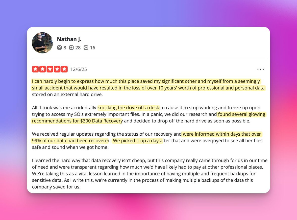 When a simple desk bump almost erased 10 years of memories 😱 Another happy ending at $300 Data Recovery! 💾✨ 99% recovery rate strikes again! Your data deserves a second chance 💪 #DataRecovery #300DDR #TechSaves 🔧🎉
buff.ly/EwJy1ig