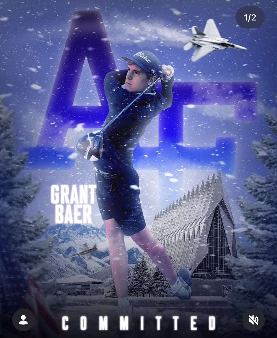 Huge congrats to senior Grant Baer for his verbal commitment to play D1 golf at the US Air Force Academy! We are proud of you! 👏🏼 🇺🇸