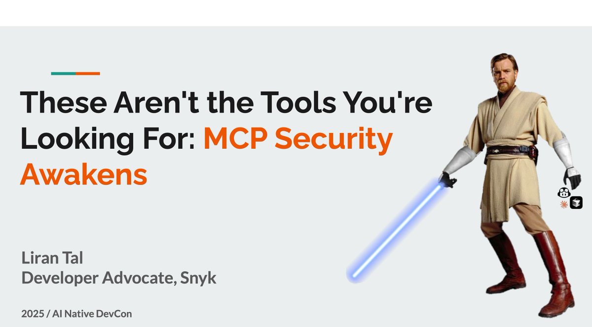 liran_tal's tweet image. who&apos;s up for my MCP Security talk?

malware guaranteed, insecure code expected, and best practices? I&apos;ll spice those up too