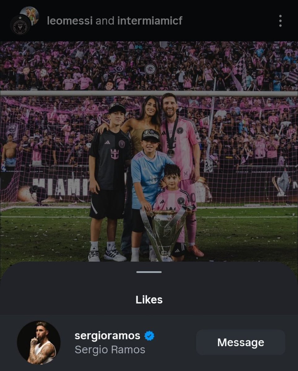 Sergio Ramos liked Lionel Messi MLS cup win post ❤️