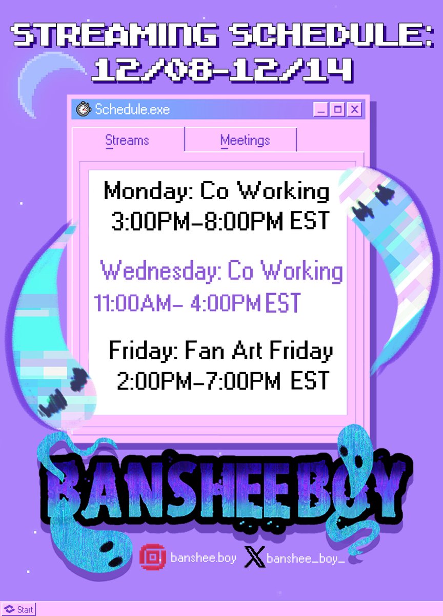 This weeks Schedule! Playing around with some different times; Seeing what works and what doesn't kinda vibe! :> Hope to see ya'll there!