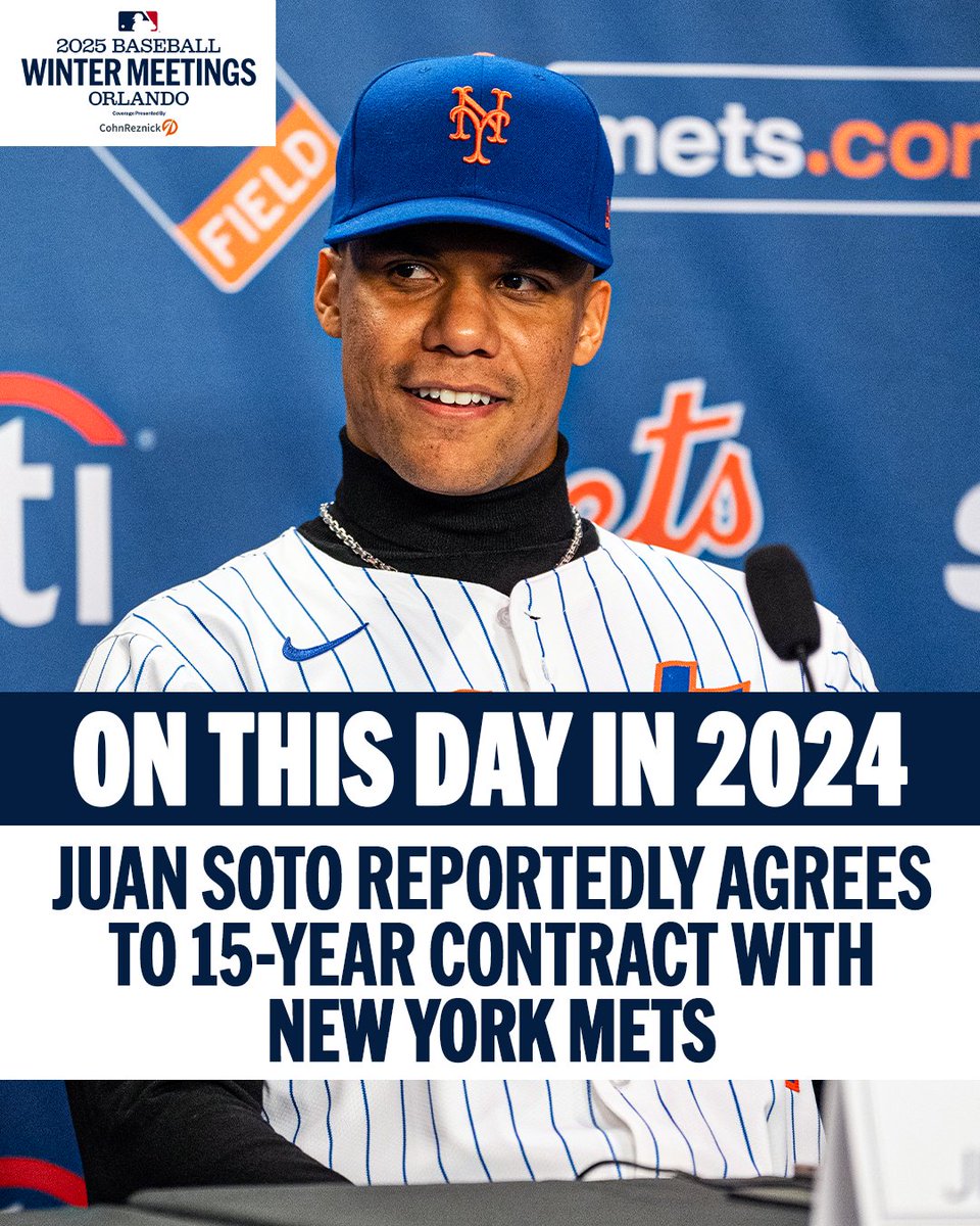 The Mets made a massive splash on this day last year when Juan Soto agreed to a 15-year contract!