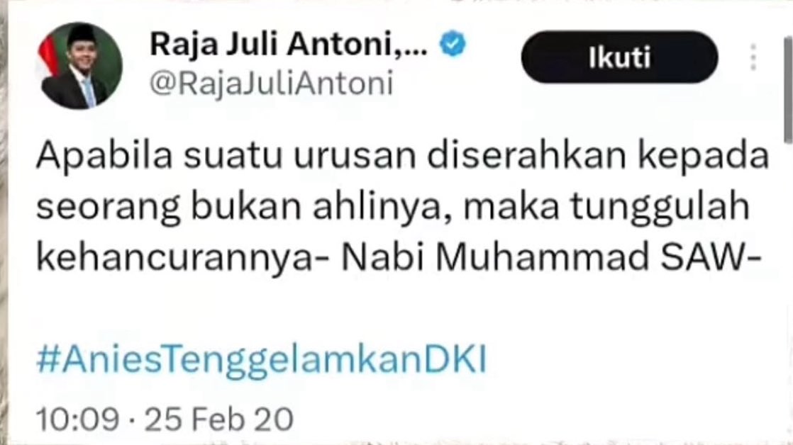 Gegara viral, cuitan ini jadi dihapus. 

Yang difitnah ternyata tidak menenggelamkan. 
Yang dapet amanah Menhut malah ada peristiwa tenggelamnya 3 provinsi karena kerusakan hutan.