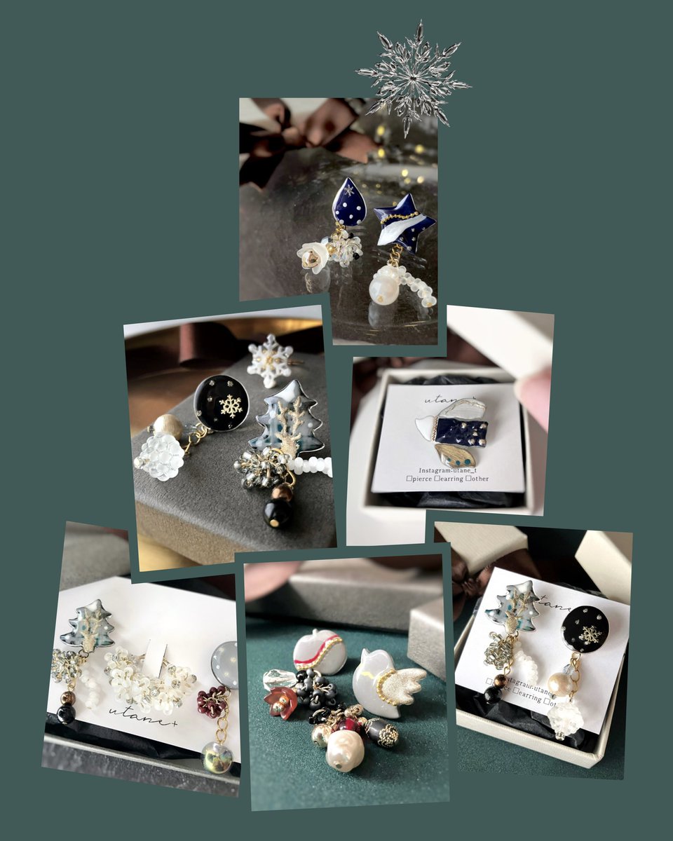 #クリエイターリンクデー
#365DIYtheme 

大人カラフルアクセサリー🩶
12月のご褒美🎄🎁

・雪降る街の星と雫
・トナカイのかくれが雪の結晶
・トナカイのかくれが雪だるま
・空見る鳥と輝く林檎
・12月の鳥

＼  自分の好きを選ぼう。／