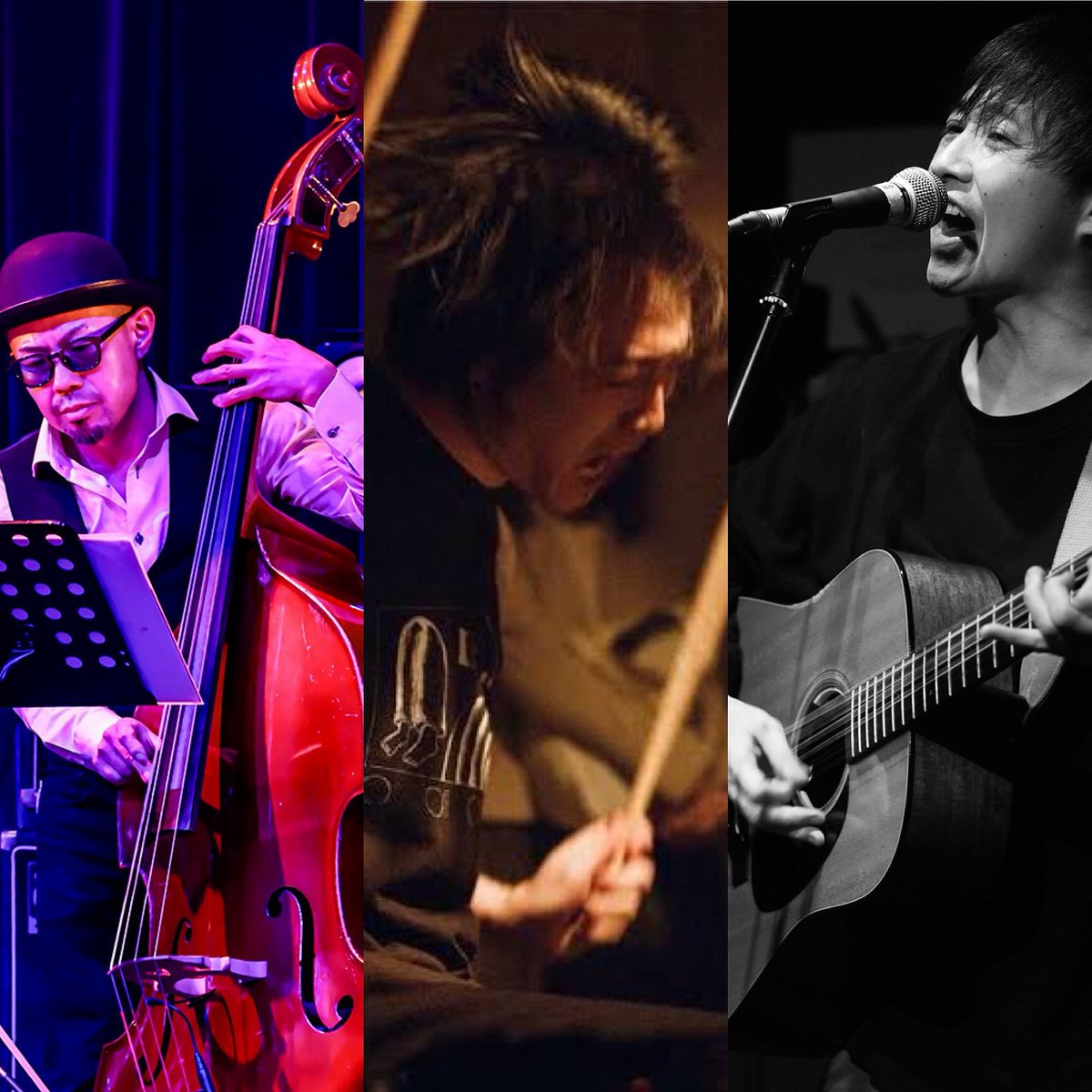 明後日は垂水秀トリオ(baうのしょうじ、dr佐藤謙介)。

■2025/12/10(水) 
吉祥寺black&amp;blue

【開場】18:30
【開演】19:00
【出演】斉藤めい(バンド)/19:45-20:20 垂水秀トリオ/阿部文華×橋本達郎 /The Larimar Larimar
【料金】2800+1d
【詳細】うのさんと謙さん。