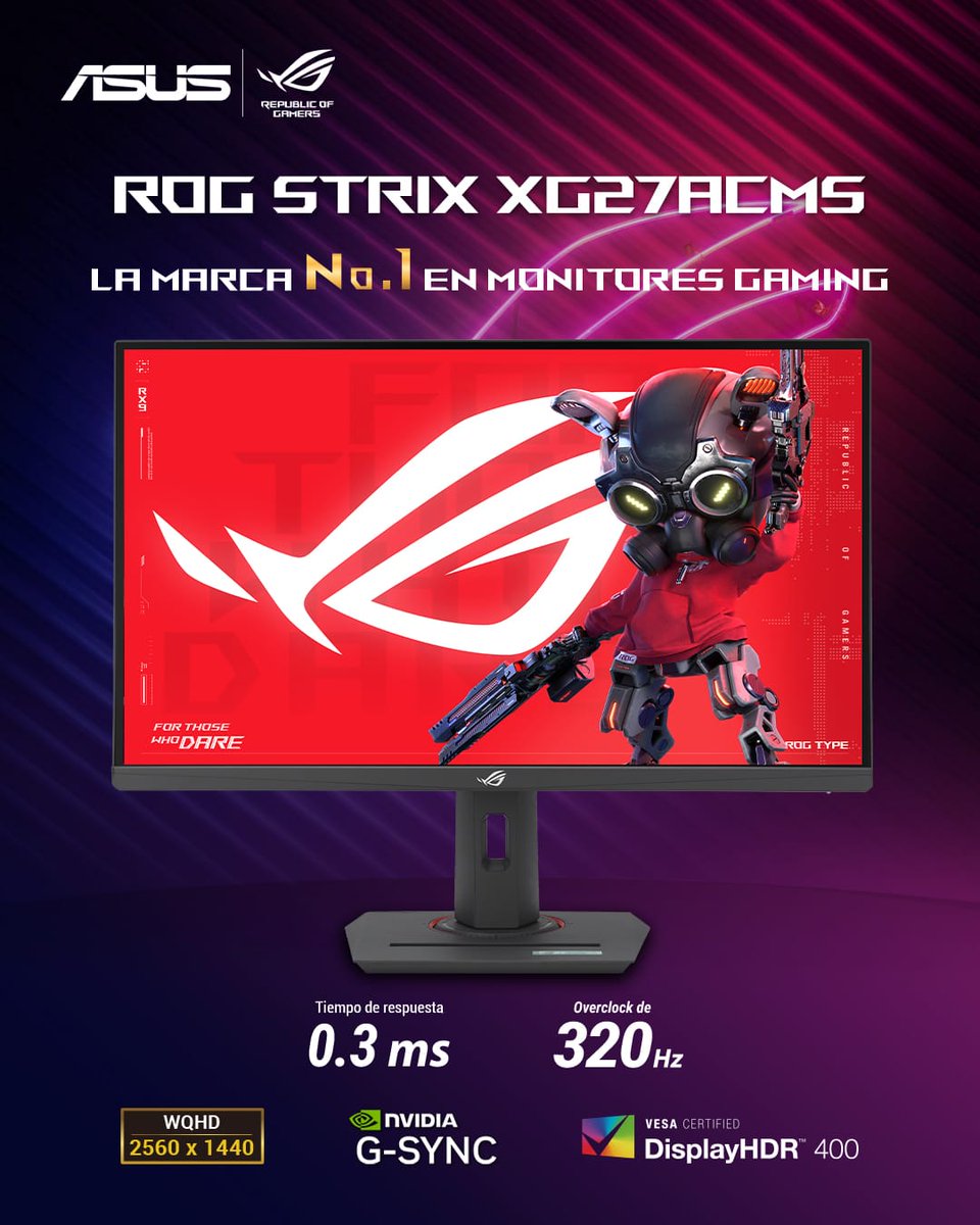 Llegaron nuevos monitores ASUS ROG STRIX XG27ACMS. Los primeros con 320Hz, G-SYNC y HDMI 2.1
por menos de $900.... Solo $485!

Incluye IVA Y 3 años de garantía local en Ecuador.