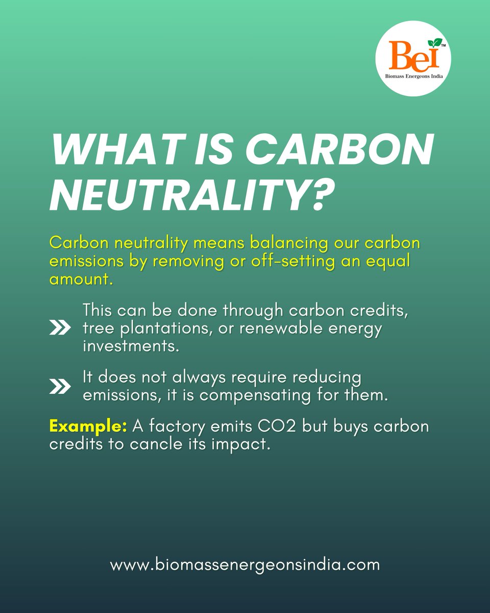 biomass_bei's tweet image. #CarbonNeutral balances what you emit, while #Netzero pushes you to cut emissions as far as possible and offset the rest. Understanding the difference helps businesses choose cleaner energy pathways. #BiomassEnergeonsIndia #GreenEnergy #Biomass #SustainableFuture #SmritiMandhana