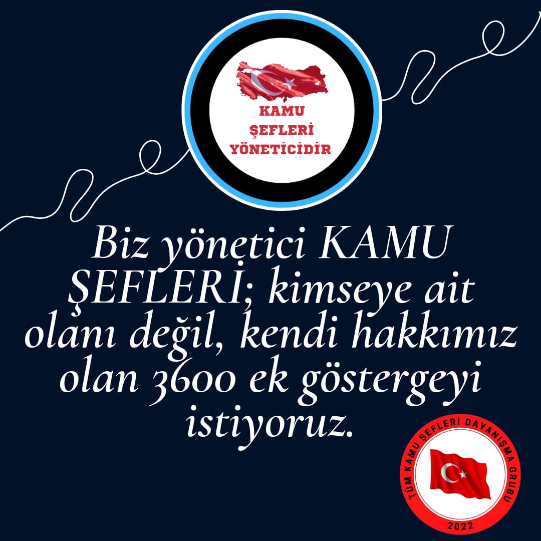 Yönetim Hizmetleri Grubunda yer alan ancak özlük ve mali hakları söz konusu olduğunda yok sayılan Yönetici #TümKamuŞefleri 'ne
✅360O Ek Gösterge başta olmak üzere Özel Hizmet Tazminatı ve  Ek Ödeme hakları acilen verilmelidir. Adalet bunu gerektirir.
<a href="/RTErdogan/">Recep Tayyip Erdoğan</a> <a href="/isikhanvedat/">Prof. Dr. Vedat Işıkhan</a>