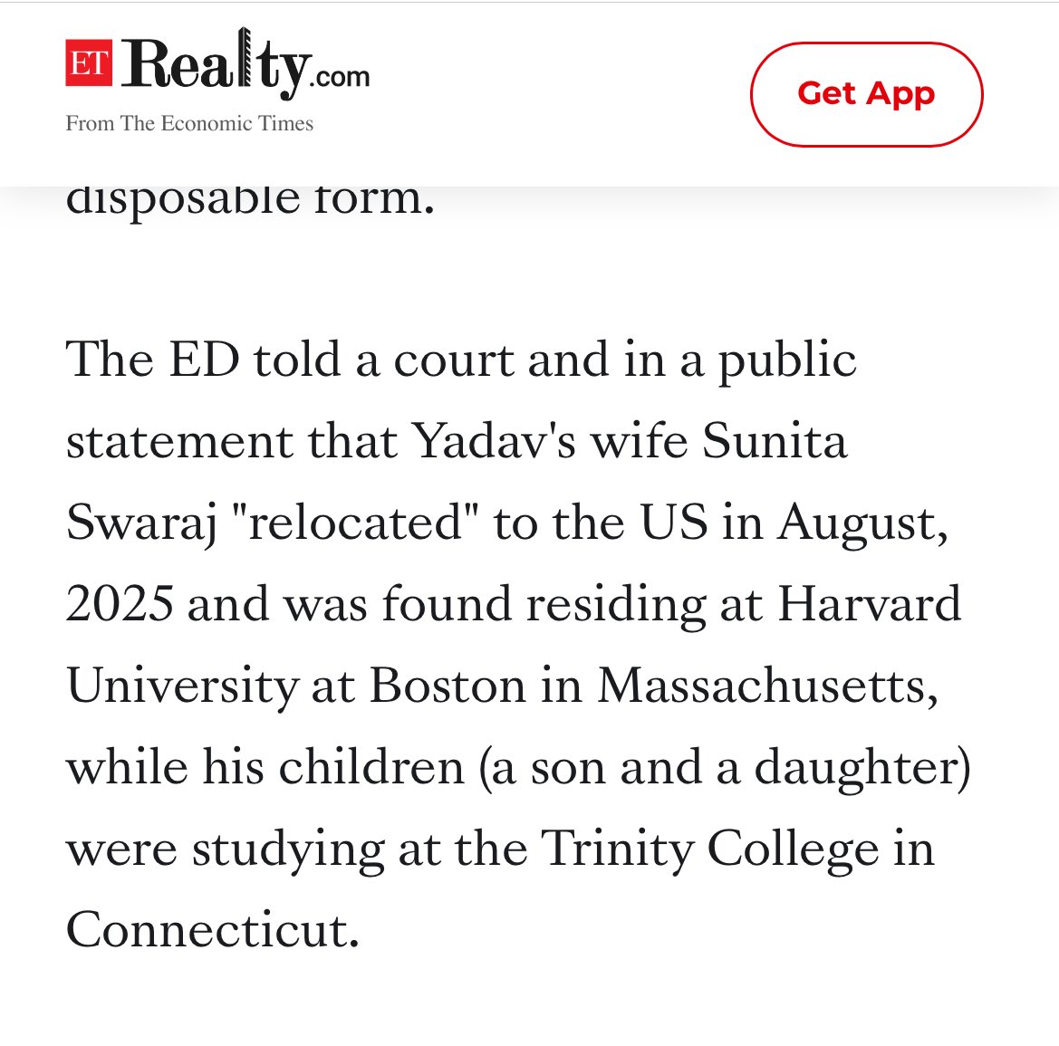 VishalBhargava5's tweet image. Gurgaon: Ocean Seven Buildtech sells units under PMAY scheme. Then cancels it and sells the same units - without refunding the earlier buyers. ED alleges ₹222 crore scam.
Wife is now staying in Harvard University while children studying in Trinity College