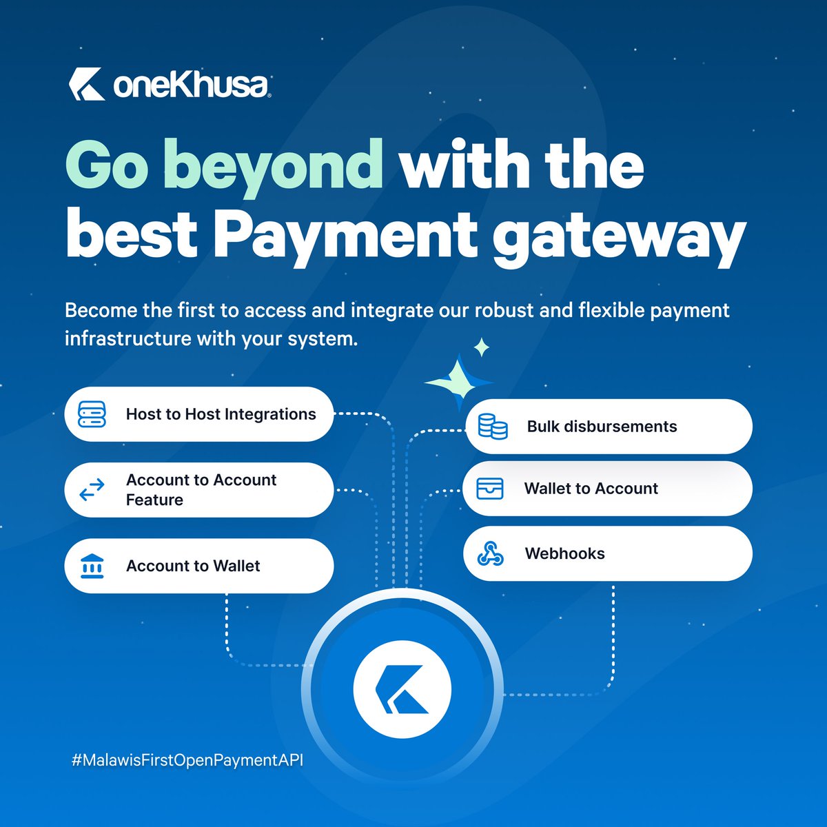 Tired of juggling multiple payment systems in Malawi? Say hello to OneKhusa! Our single, open API is re-imagining payments, plugging you directly into all major payment networks. Get seamless integration and unbeatable affordability. Payments, simplified. #Payments