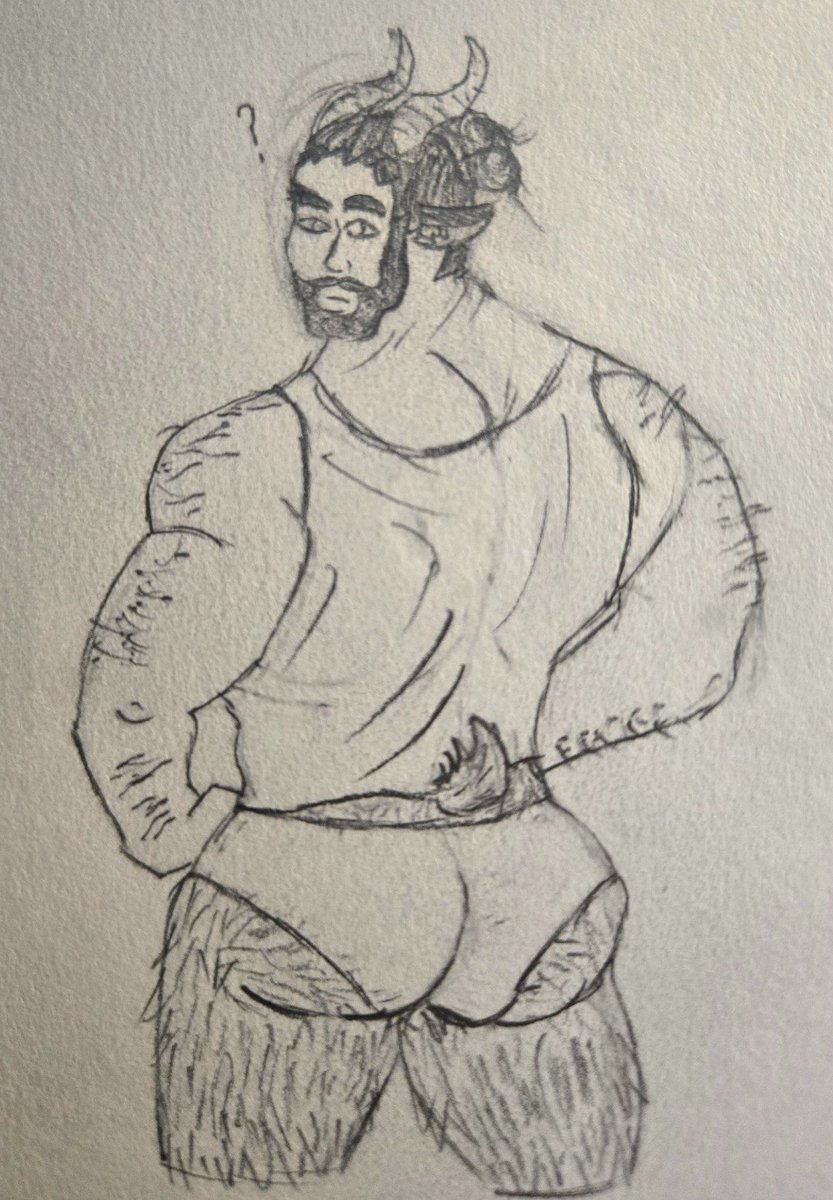 Little Velenox sketch since I haven't drawn him in a bit, expect to see more of him in the future! 😁💜

#oc #ocart #bara #ass #gay #fuan #saytr