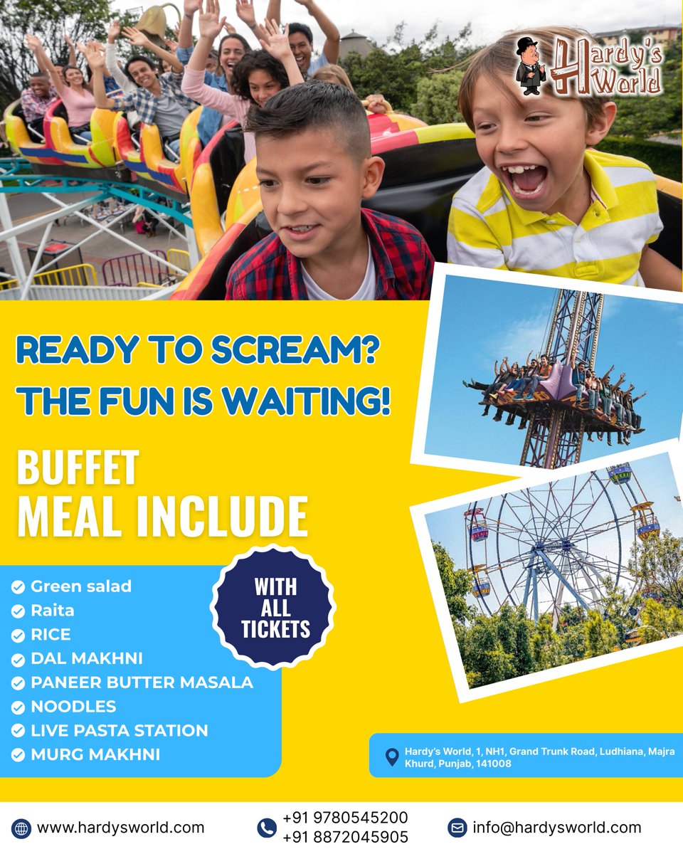 Hardysworld_'s tweet photo. Ready for thrills, chills &amp; unlimited fun?
Hardy’s World is calling! From exciting rides to a delicious buffet meal included with every ticket — it’s the perfect day out for family, friends, and endless laughter! 😍🎡🍽️
Let the adventure begin! 🚀
#hardysworld #amusementpark https://t.co/MTtHcyZuRx