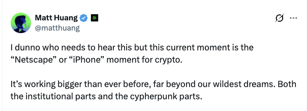 🔴COINTELGRAPH: "Matt Huang di Paradigm: il crypto sta vivendo il suo momento 'Netscape' o 'iPhone'"