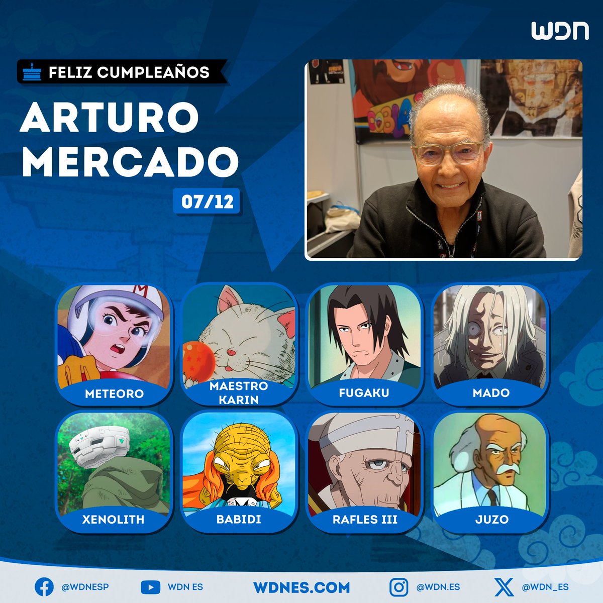 🎂 | Cumpleaños
Le deseamos un feliz cumpleaños al actor de doblaje Arturo Mercado, ¡esperamos que la pase increíble en compañía de sus familiares y seres queridos!