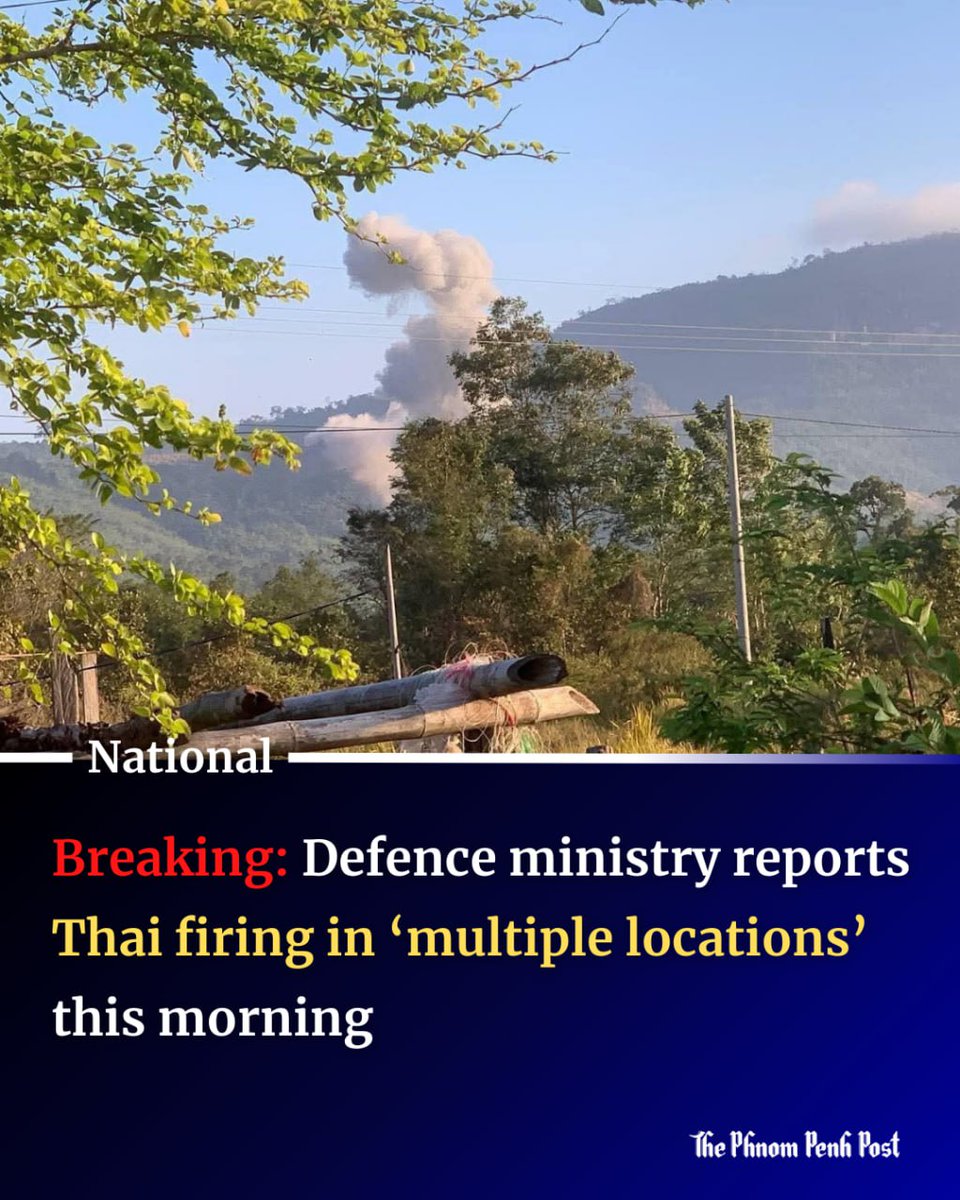 phnompenhpost's tweet image. From around 5am this morning, December 8, Thai armed forces opened fire on Cambodian military positions in the An Seh area of Preah Vihear province. Later, Thai armoured vehicles fired at the Ta Moan Templle, according to Maly Socheata, spokesperson for the Ministry of National…
