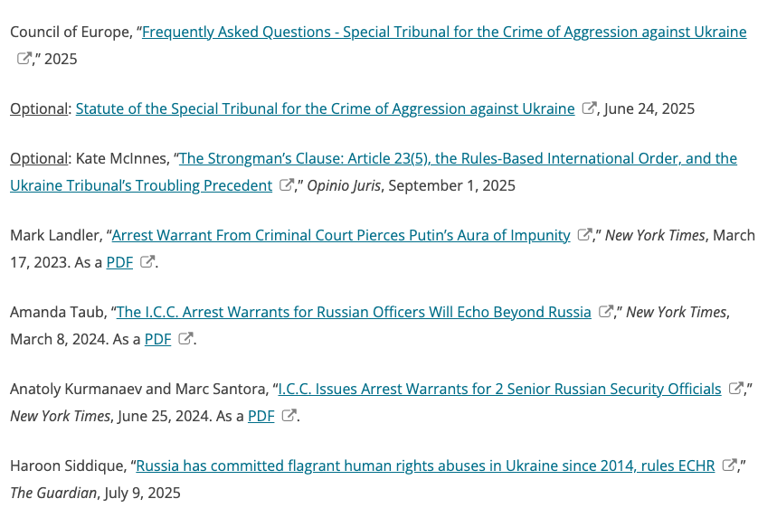 KateMcInnesLaw's tweet photo. One of my favourite ‘firsts’ yet: my @opiniojuris piece on the Special Tribunal for the Crime of Aggression against Ukraine being listed on @uw poli sci syllabus 🇺🇦 https://t.co/FwysPgDEGz https://t.co/VJrBlzABCV