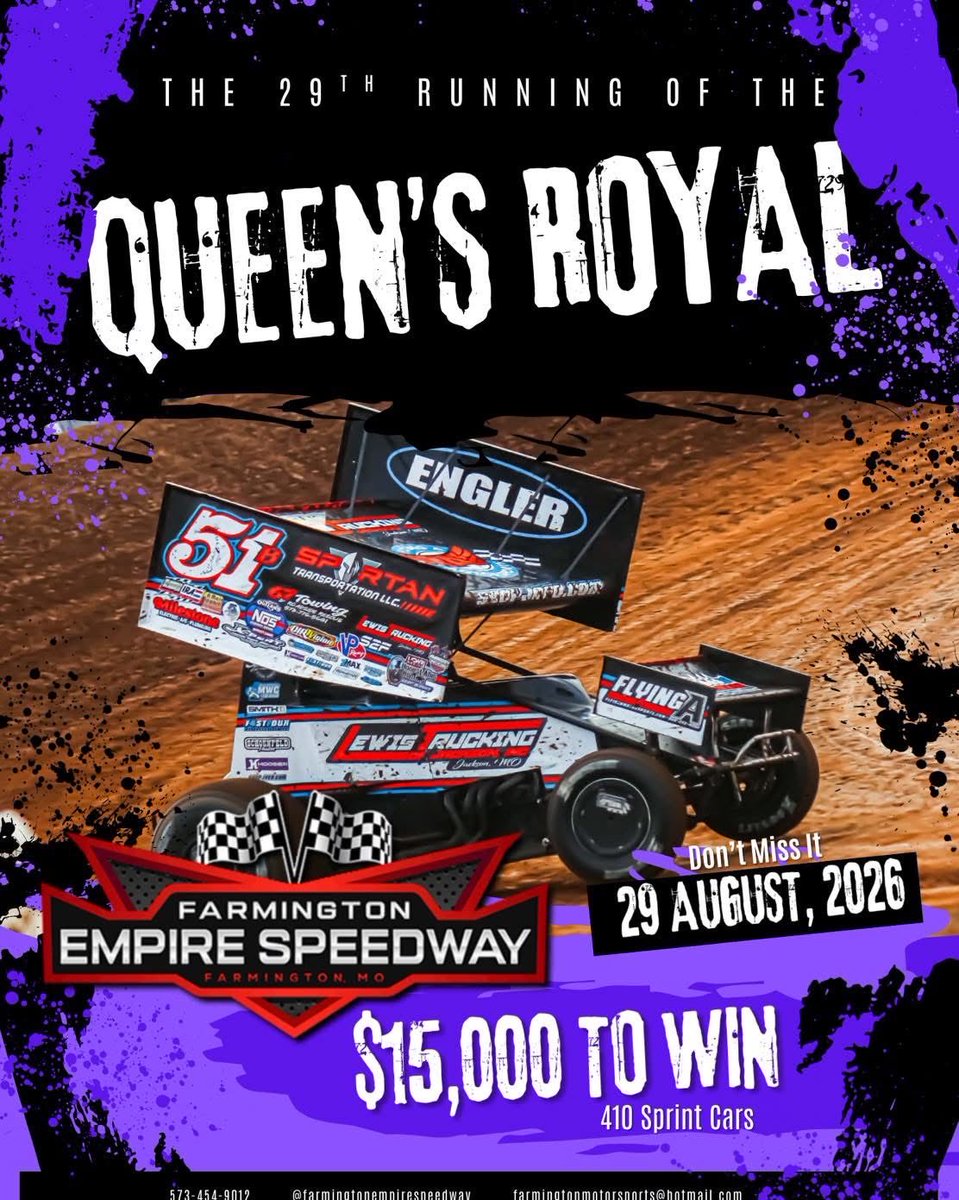 SpeedDemonProd's tweet image. New ownership upping the ante for 2026 at Farmington Empire Speedway! $15,000 to win 410 sprint cars!