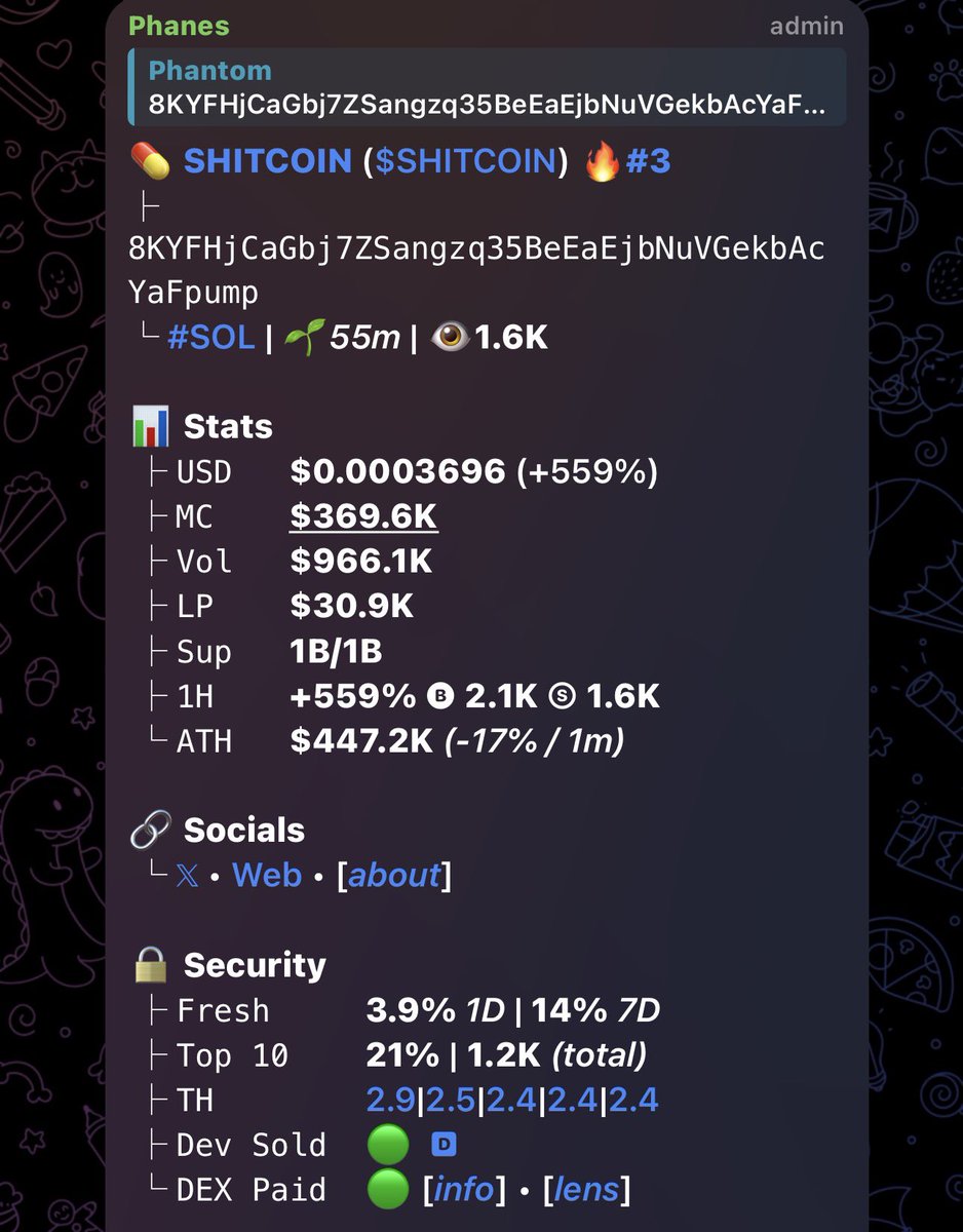 cheffphantom's tweet image. 2.5x up from my call on $SHITCOIN
CA::

8KYFHjCaGbj7ZSangzq35BeEaEjbNuVGekbAcYaFpump

YO! You Still Buying After the Pump? 😅
While you wait, we’re already IN.

💥 Join our VIP ECA Gang
DM:: t.me/phantom_caller for entry
#solana #memecoin #crypto #memecoin1000x