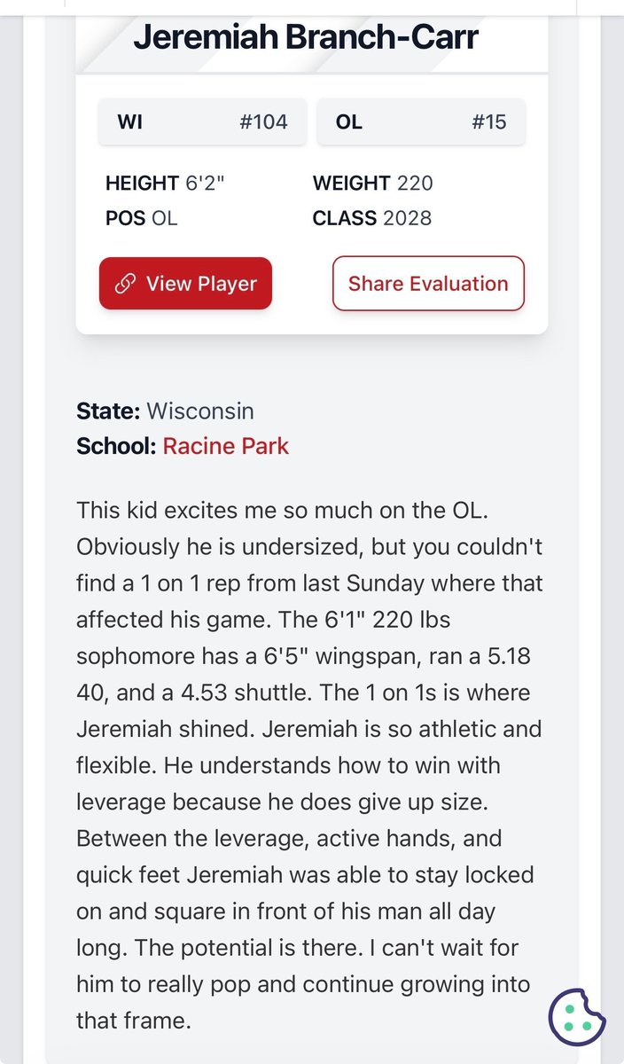 JCBranchCarr's tweet image. Thank you for the write up @MJ_NFLDraft!! Time to put in work to get bigger!!.
@StCatsFootball @TroyCollier_II @OLMafia @PrepRedzoneWI @TravisBOUND @bench424nmore